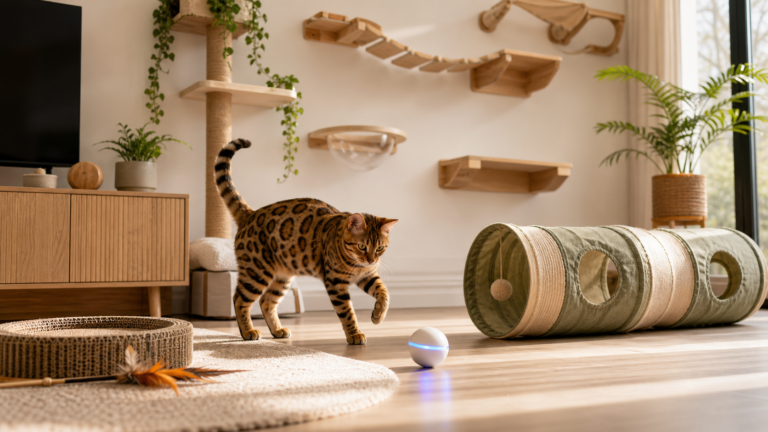 bengal chat joueur jouets - illustration MonChatJoue