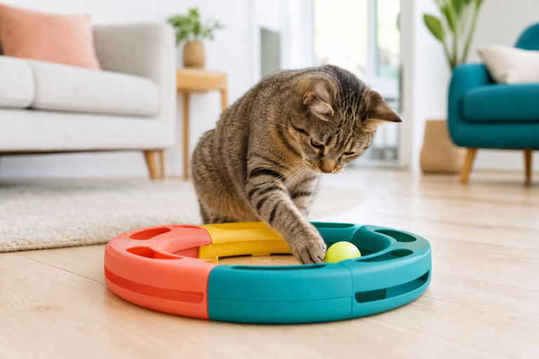 circuit balle chat - illustration MonChatJoue