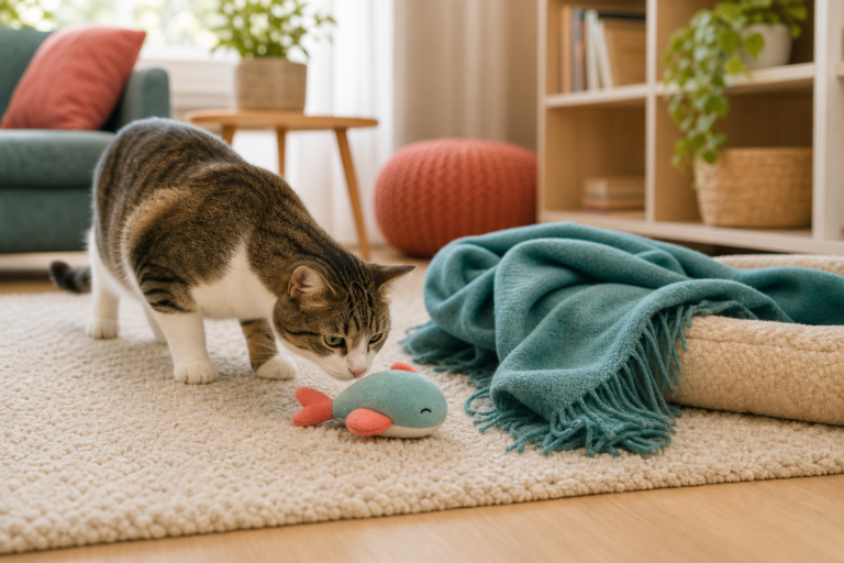 introduire nouveau jouet chat - illustration MonChatJoue