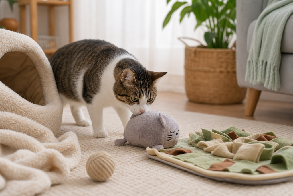 jouets pour chat anxieux - illustration MonChatJoue