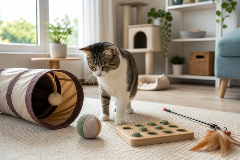 jouets pour chat d'appartement - illustration MonChatJoue