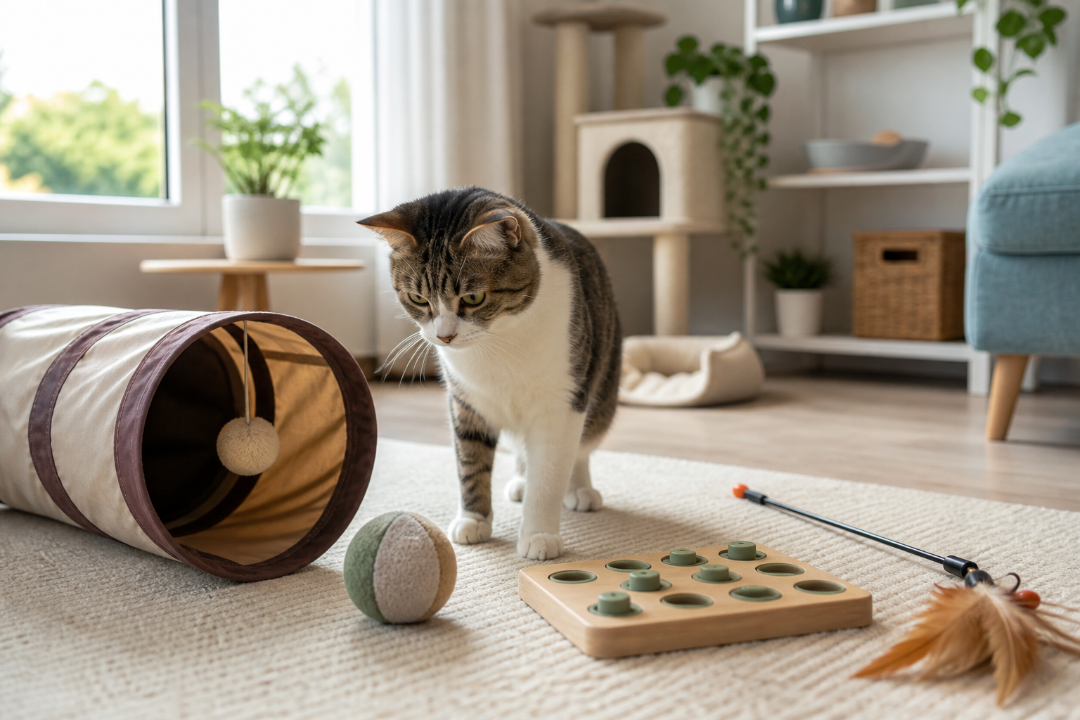 jouets pour chat d'appartement - illustration MonChatJoue