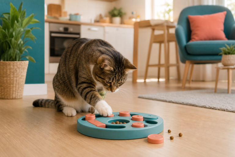 jouets chat fenêtre - illustration MonChatJoue