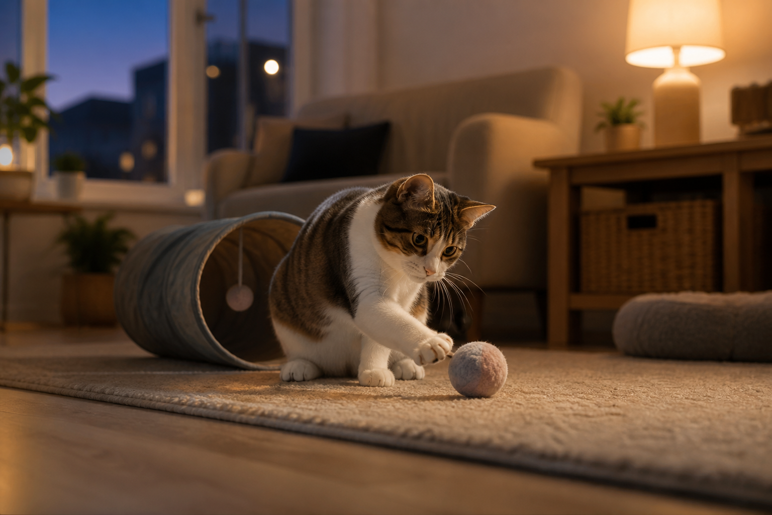 jouets pour chat la nuit - illustration MonChatJoue