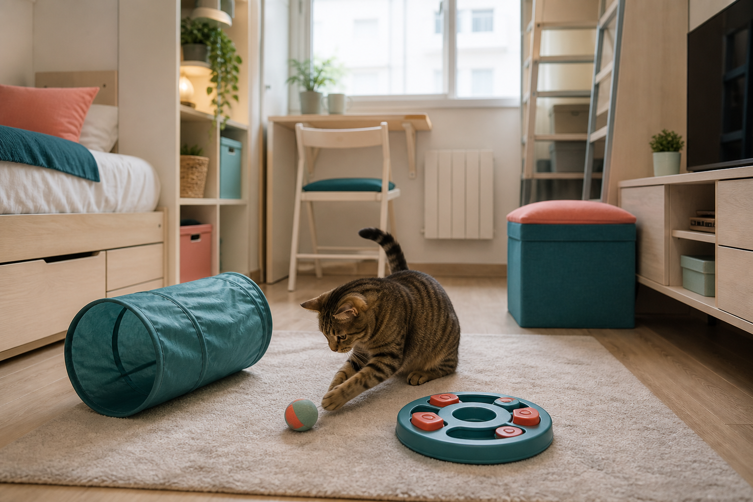 jouets chat parquet - illustration MonChatJoue