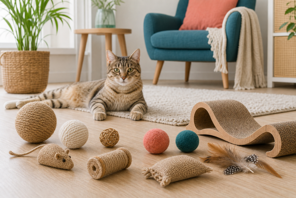 jouets pour chat sans plastique - illustration MonChatJoue