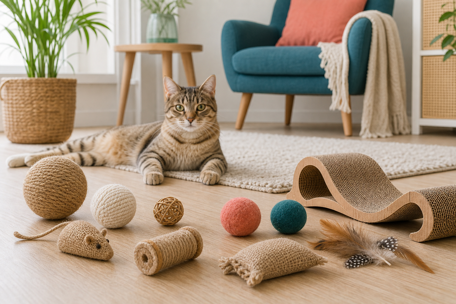 jouets pour chat sans plastique - illustration MonChatJoue