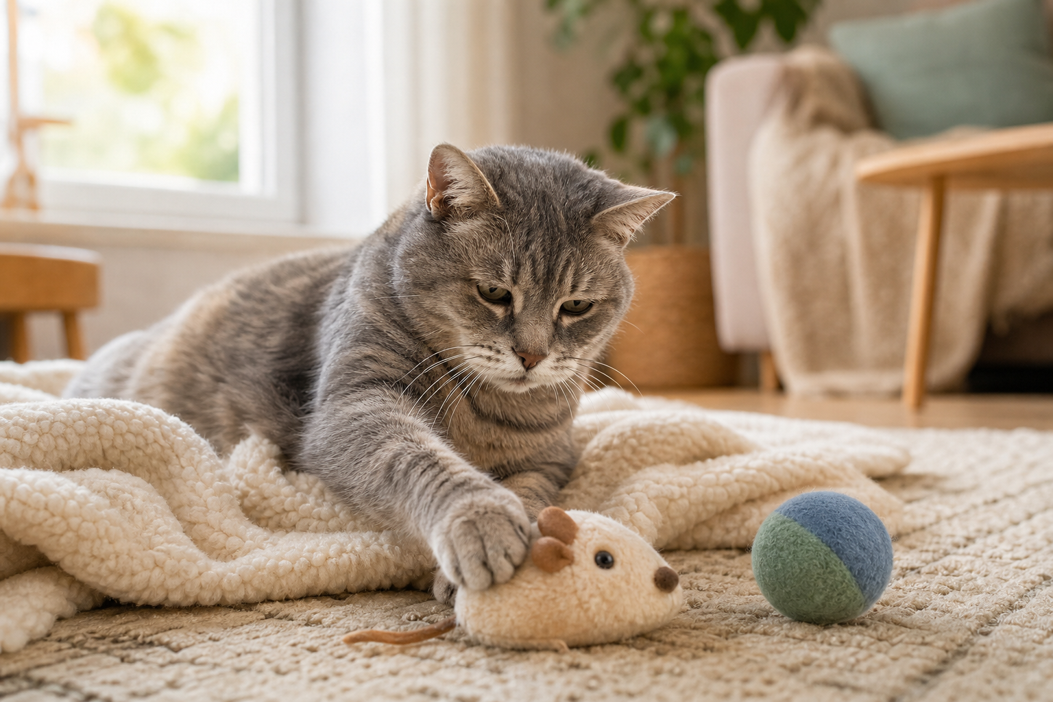 jouets pour chat senior - illustration MonChatJoue