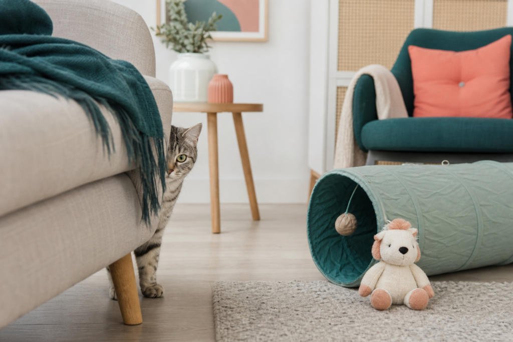 jouets pour chat timide - illustration MonChatJoue