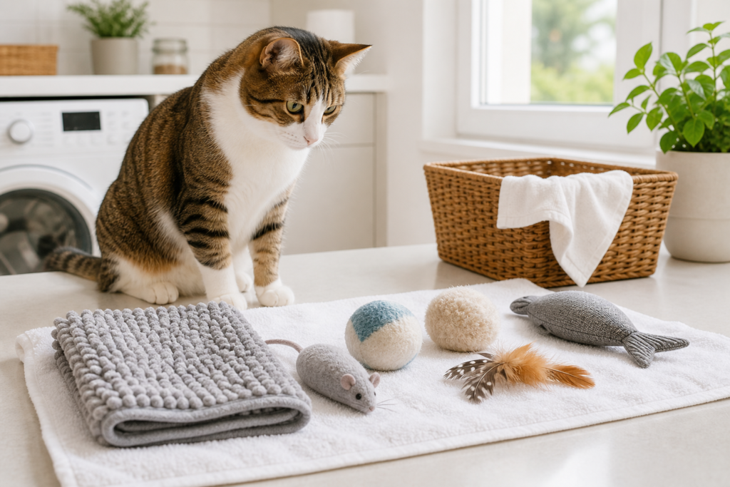 nettoyer jouets chat - illustration MonChatJoue