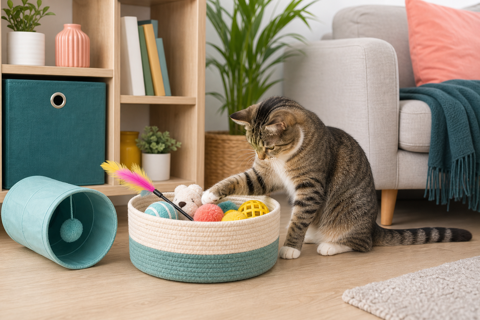 ranger jouets chat - illustration MonChatJoue