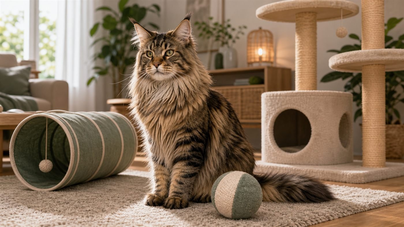 maine coon présentation caractère entretien jeux - illustration MonChatJoue