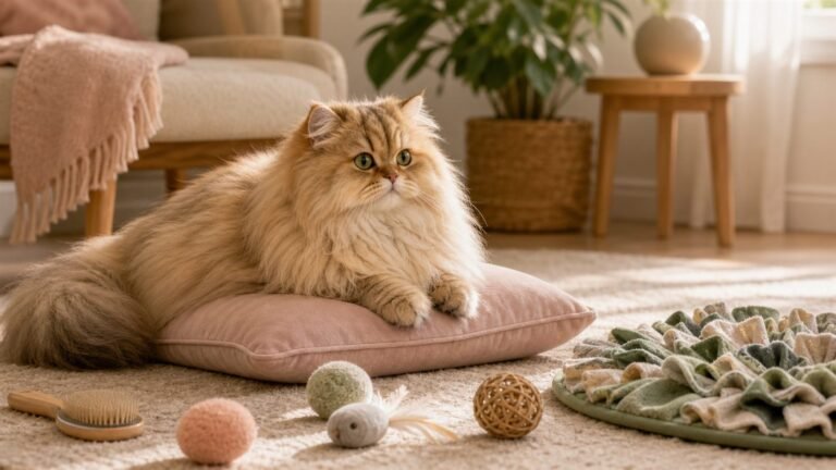 persan présentation caractère entretien jeux - illustration MonChatJoue