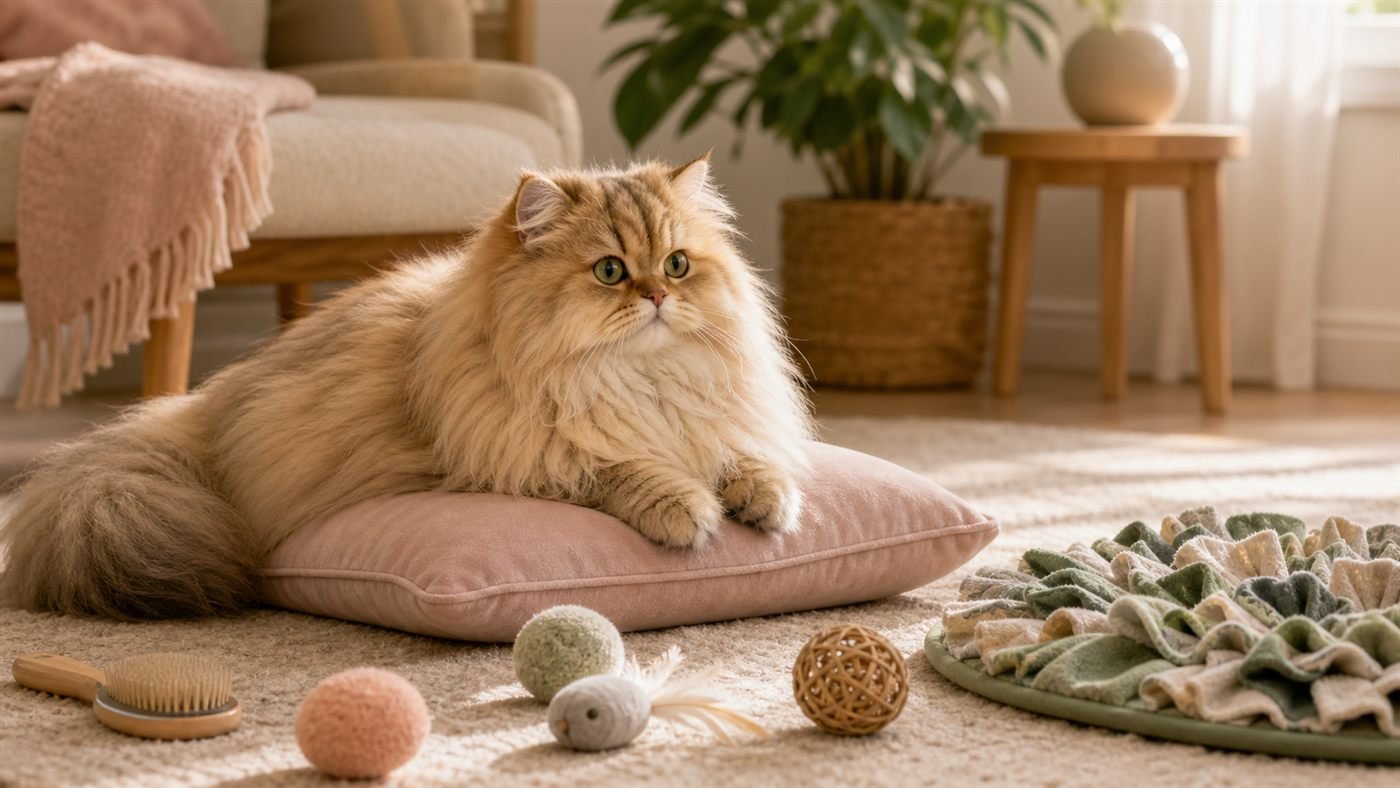 persan présentation caractère entretien jeux - illustration MonChatJoue