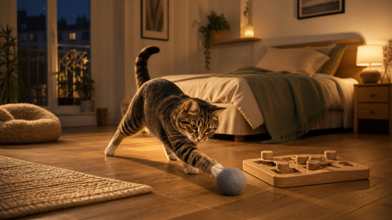 routine soir chat joueur - illustration MonChatJoue