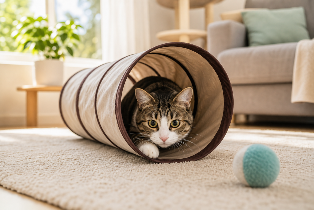 tunnel pour chat - illustration MonChatJoue